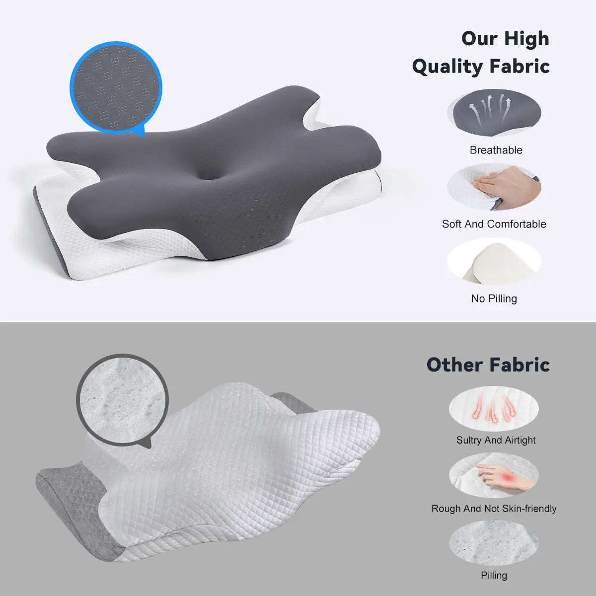 Cooling memory foam neck pillow, adjustable ergonomic memory foam neck pillow