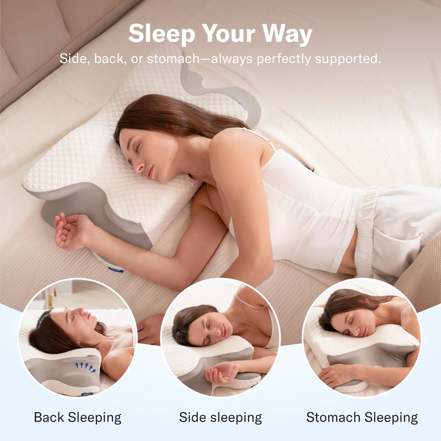 Alcedo neck pillow, orthopedic pillow, suitable for side sleepers, back sleepers, and stomach sleepers.