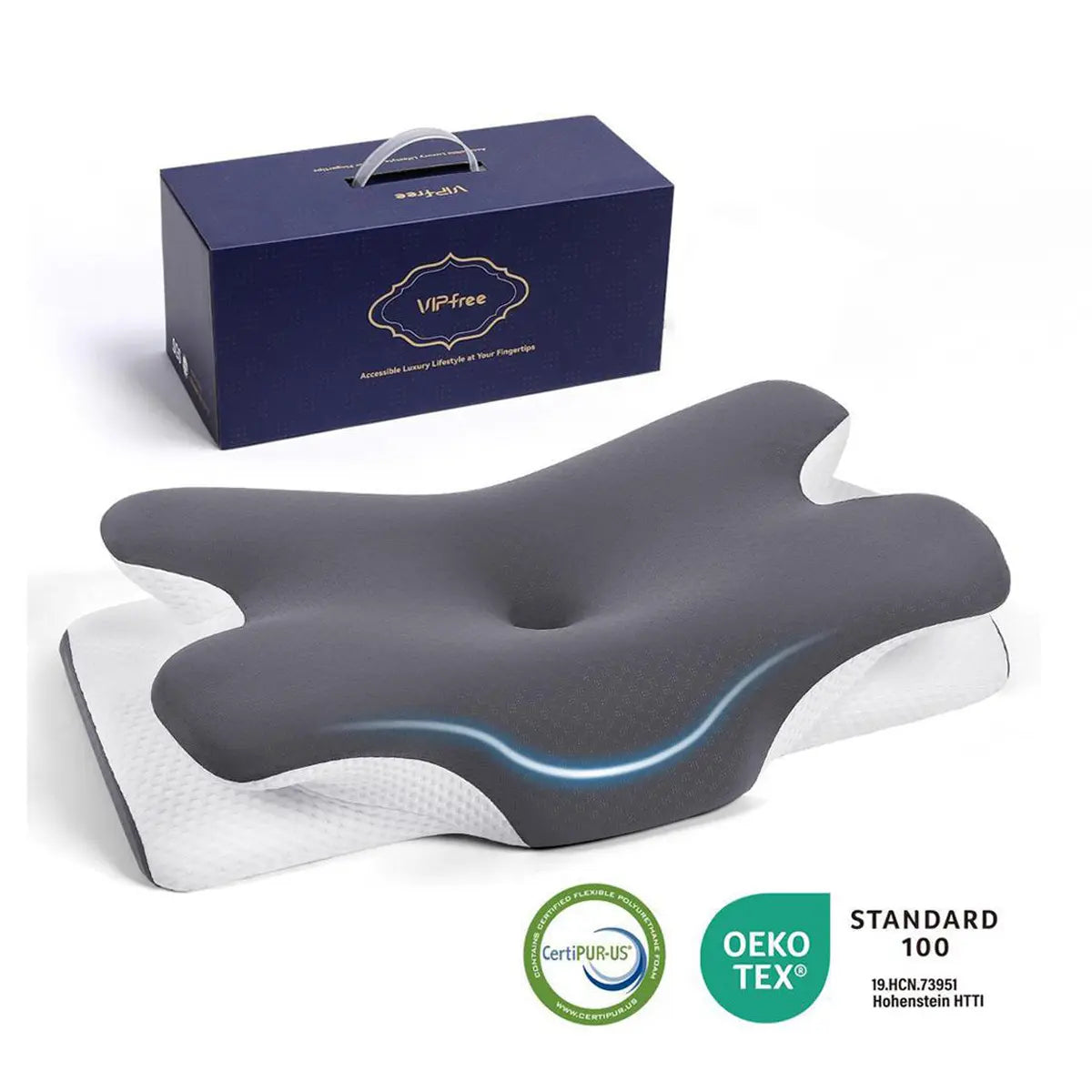 Cooling memory foam neck pillow, adjustable ergonomic memory foam neck pillow