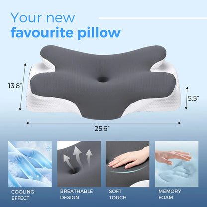 Cooling memory foam neck pillow, adjustable ergonomic memory foam neck pillow