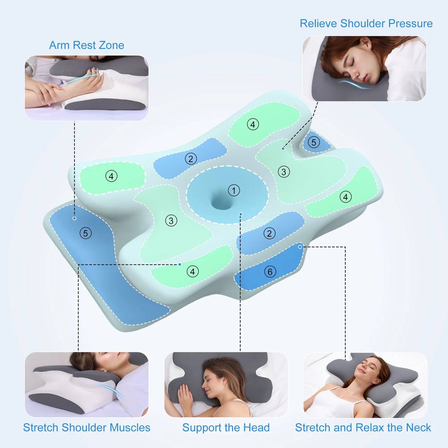 Cooling memory foam neck pillow, adjustable ergonomic memory foam neck pillow