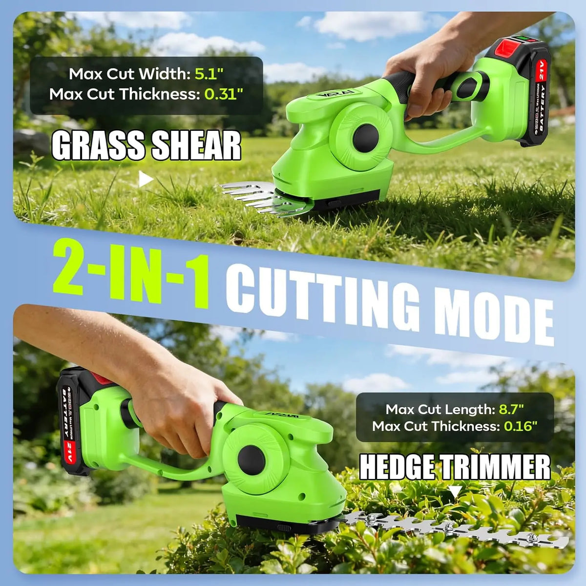 2-in-1 600W Brushless Cordless Hedge Trimmer Set