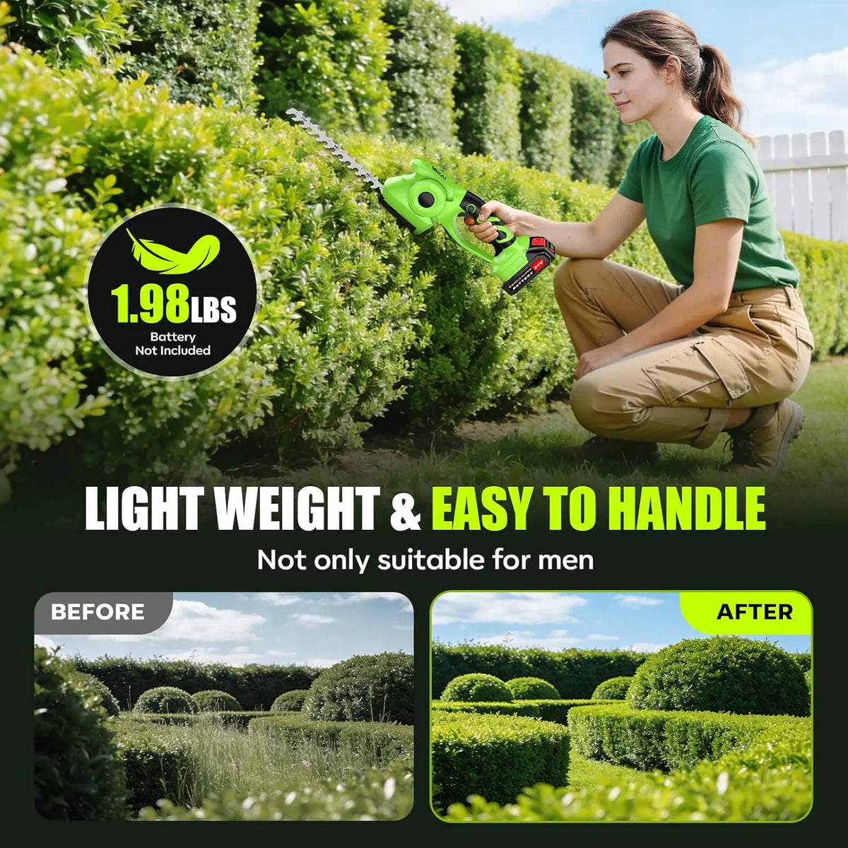 2-in-1 600W Brushless Cordless Hedge Trimmer Set