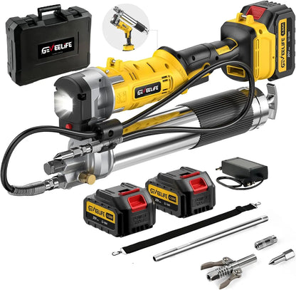 GEVEELIFE Aluminum Electric Grease Gun - 10,000 PSI