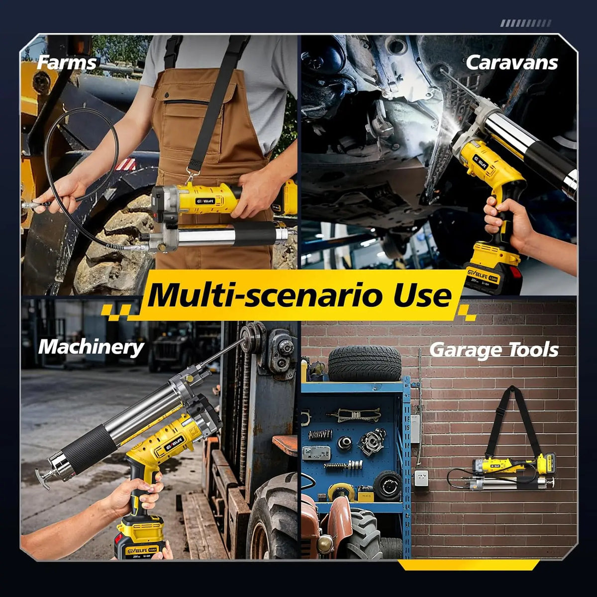GEVEELIFE Aluminum Electric Grease Gun - 10,000 PSI