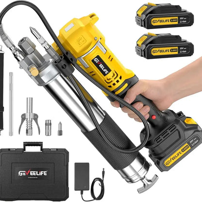 GEVEELIFE Aluminum Electric Grease Gun - 10,000 PSI