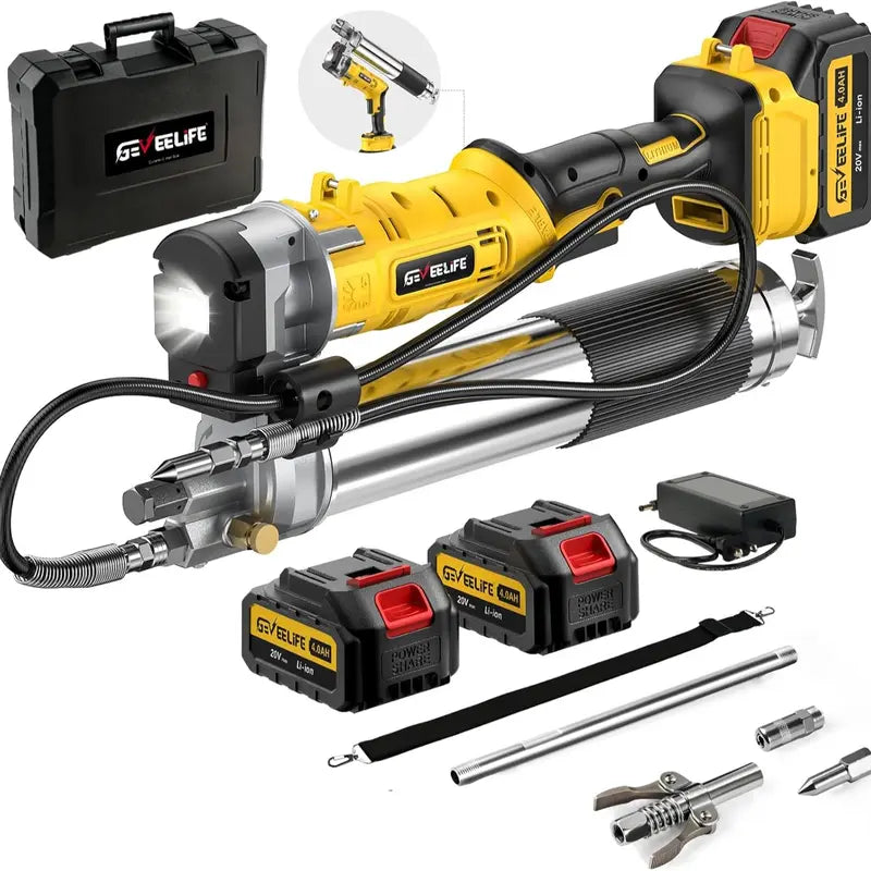 GEVEELIFE Aluminum Electric Grease Gun - 10,000 PSI