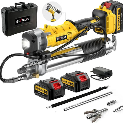 GEVEELIFE Aluminum Electric Grease Gun - 10,000 PSI