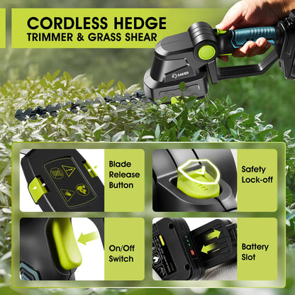 SAKER 20V Cordless Hedge Trimmer and Lawn Mower Set