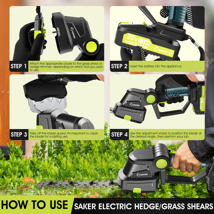SAKER 20V Cordless Hedge Trimmer and Lawn Mower Set